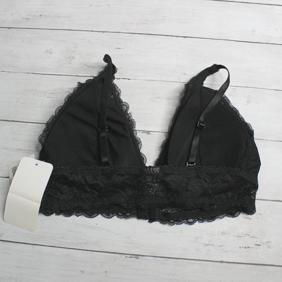 Rene Rofe Women's Black Lace Bra Size M Padded Wire Free Front Hook - Picture 6 of 6